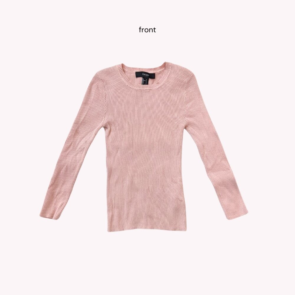 forever 21 blush baby pink slim fit ribbed long sleeve | womens tops